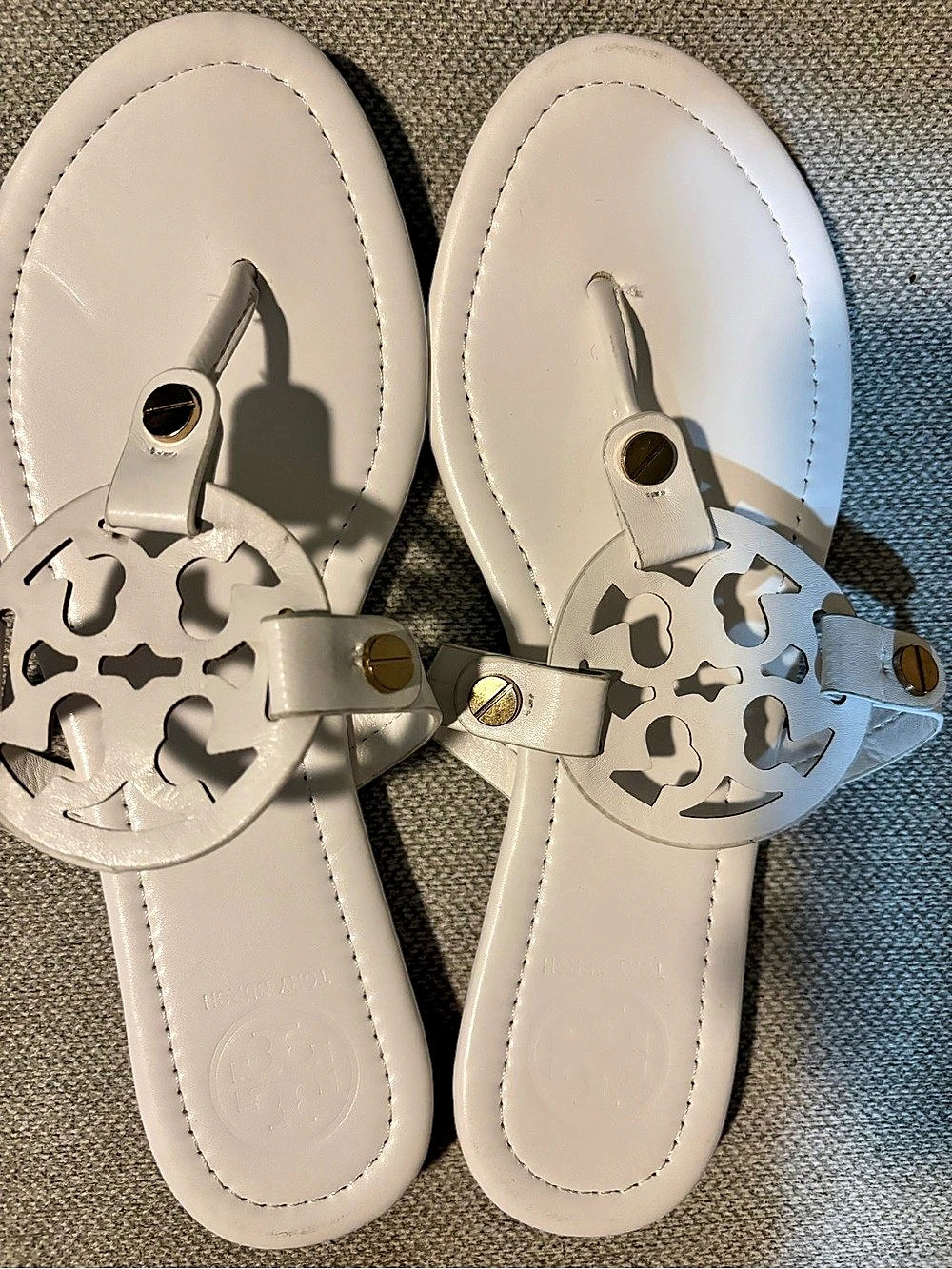 Tory Burch Miller Sandal Logo Sandals White & Brown EU 38